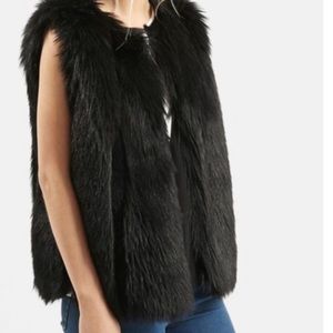 Topshop faux fur vest, black, size 6, like new